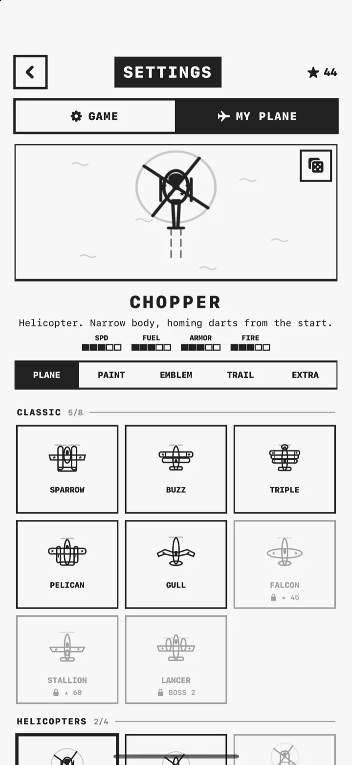 Picking a plane in Settings