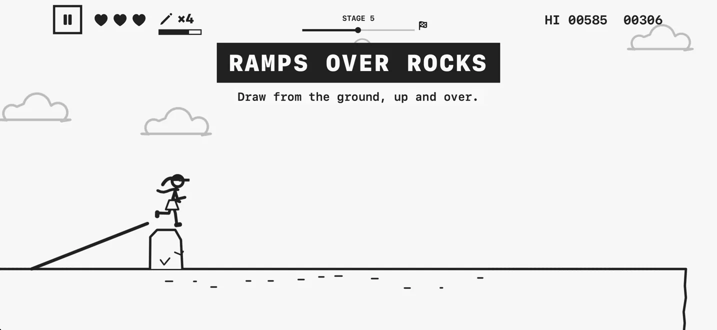 A ramp drawn over a rock