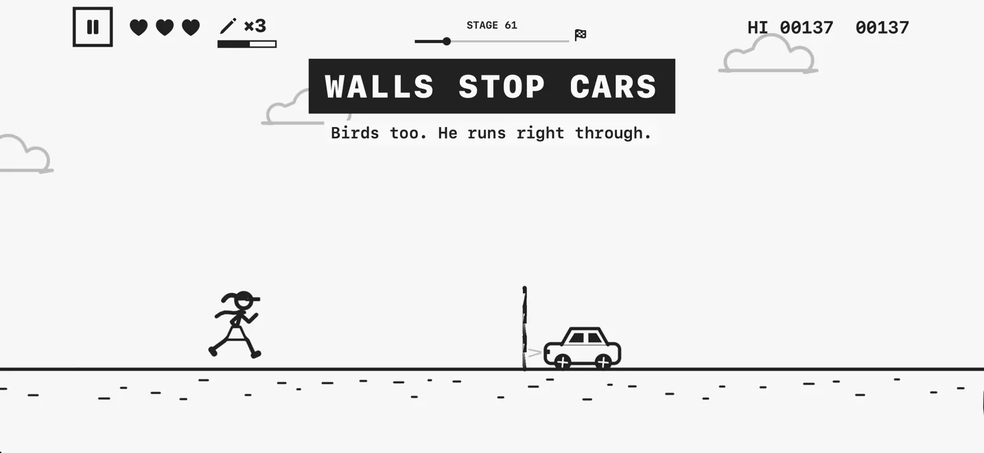 A wall stopping a car