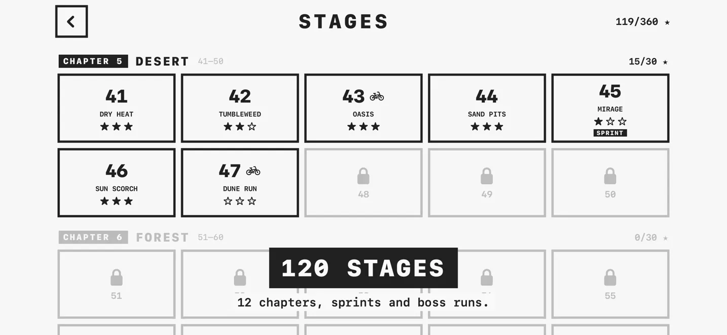 The stage map with 120 stages